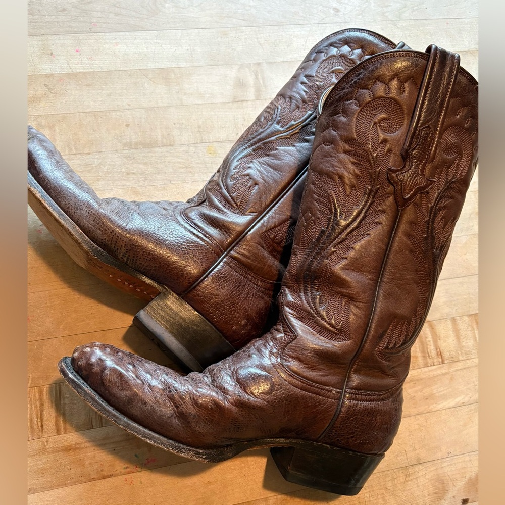 Botas Jaca Men's Ostrich Cowboy Boots - Size 8